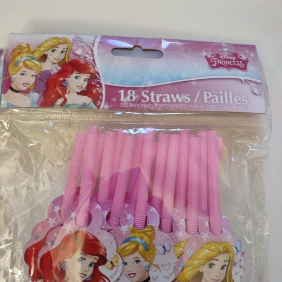 DISNEY PRINCESS STRAWS- 2 PACKS OF 18- NEW - Picture 2 of 4